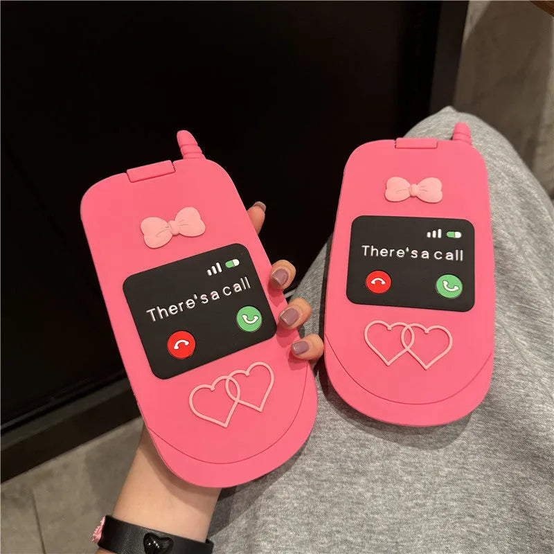 Silicone clamshell phone case in Rose Red Heart with love pattern for iPhone 15 Pro Max
