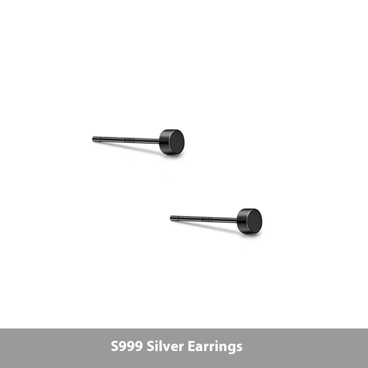 Sterling silver S999 flat ear bone studs in silver and black electroplated finishes
