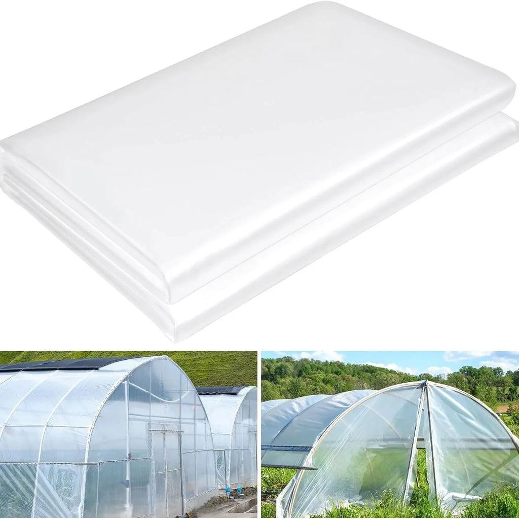 Roll of 4x8 metre plastic insulation film for vegetable shed cold protection.