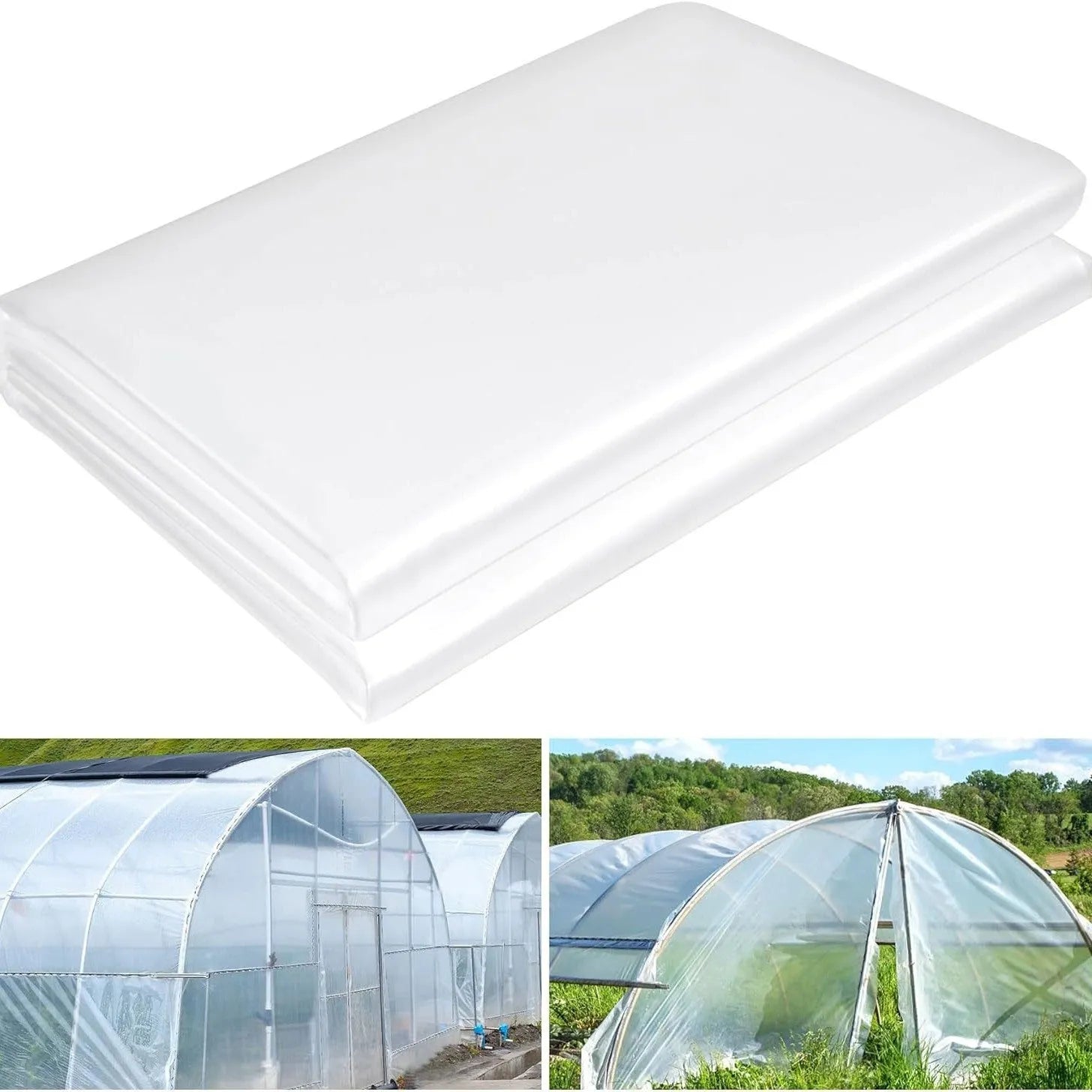 Roll of 4x8 metre plastic insulation film for vegetable shed cold protection.