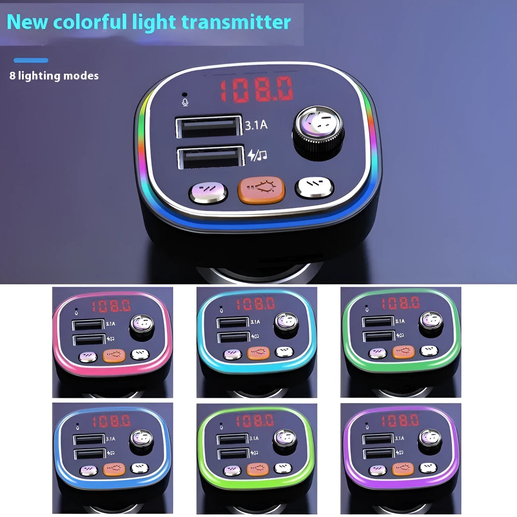 C20 black car MP3 Bluetooth player FM transmitter with digital display and RGB light