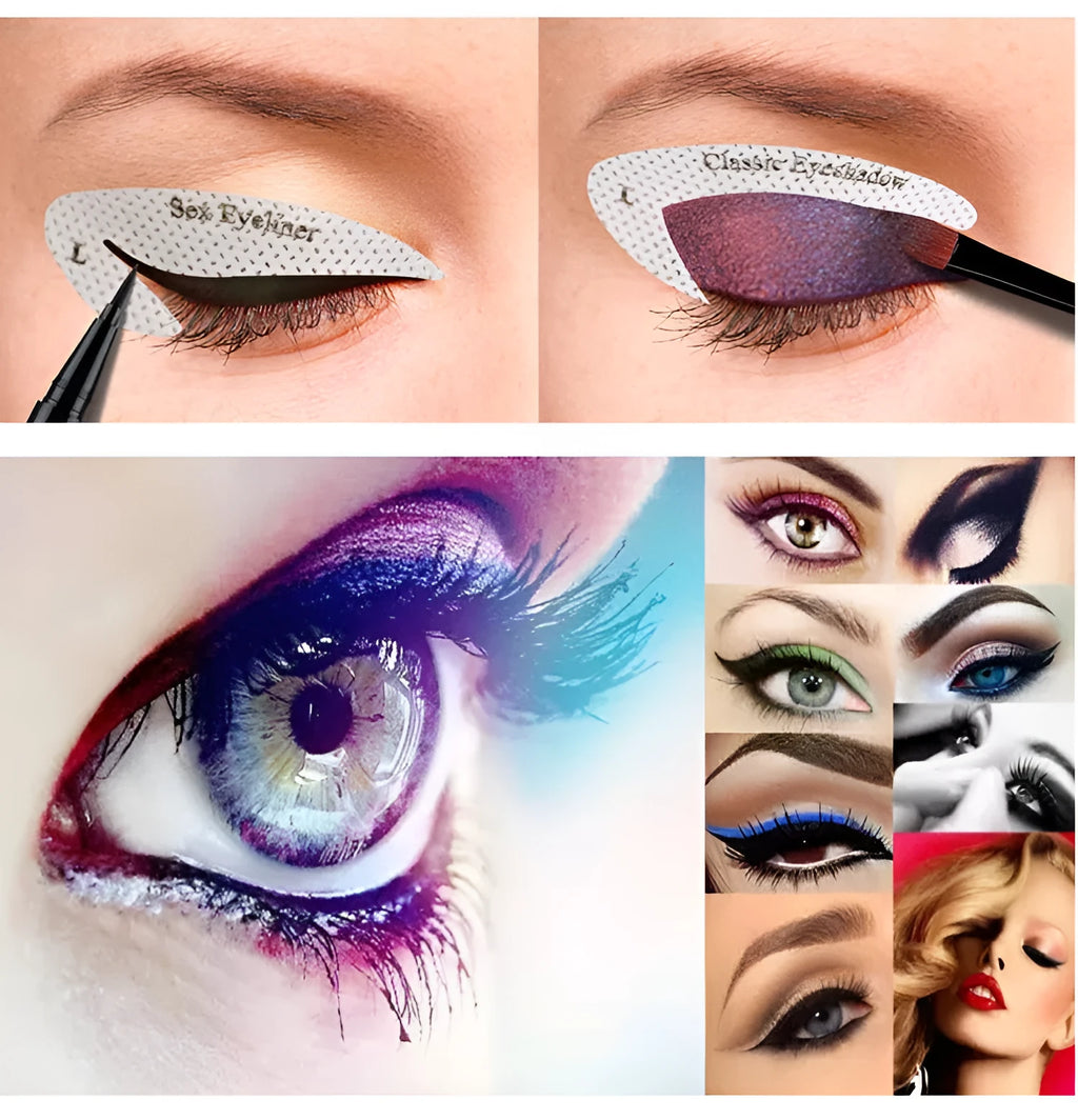 Set of 4 reusable flexible eyeliner stencil stickers for winged eyeliner and cat-eye makeup
