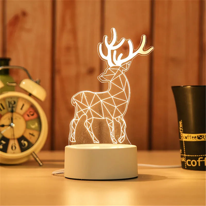 USB acrylic night light 4W touch control three colour temperatures bedside decoration 20x17.5cm