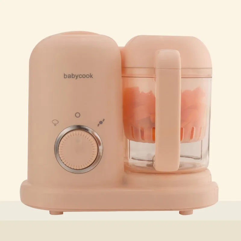 Baby food steamer and blender processor with double mixing blades in green colour