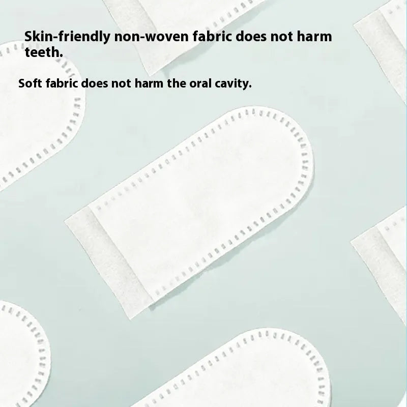 Pack of 50 white non-woven fabric pet dental cleaning finger cots for cats and dogs.