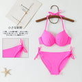Women's bikini swimsuit set in lake green with polyester nylon briefs and sleeveless no-back top for beach or hot spring
