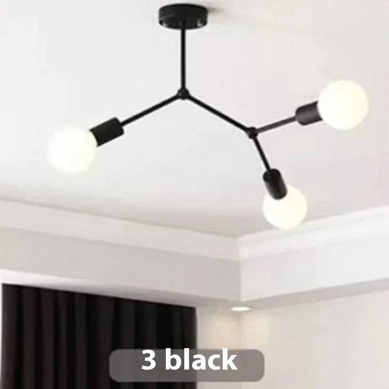 Iron chandelier ceiling lamp in Nordic style with multiple head options