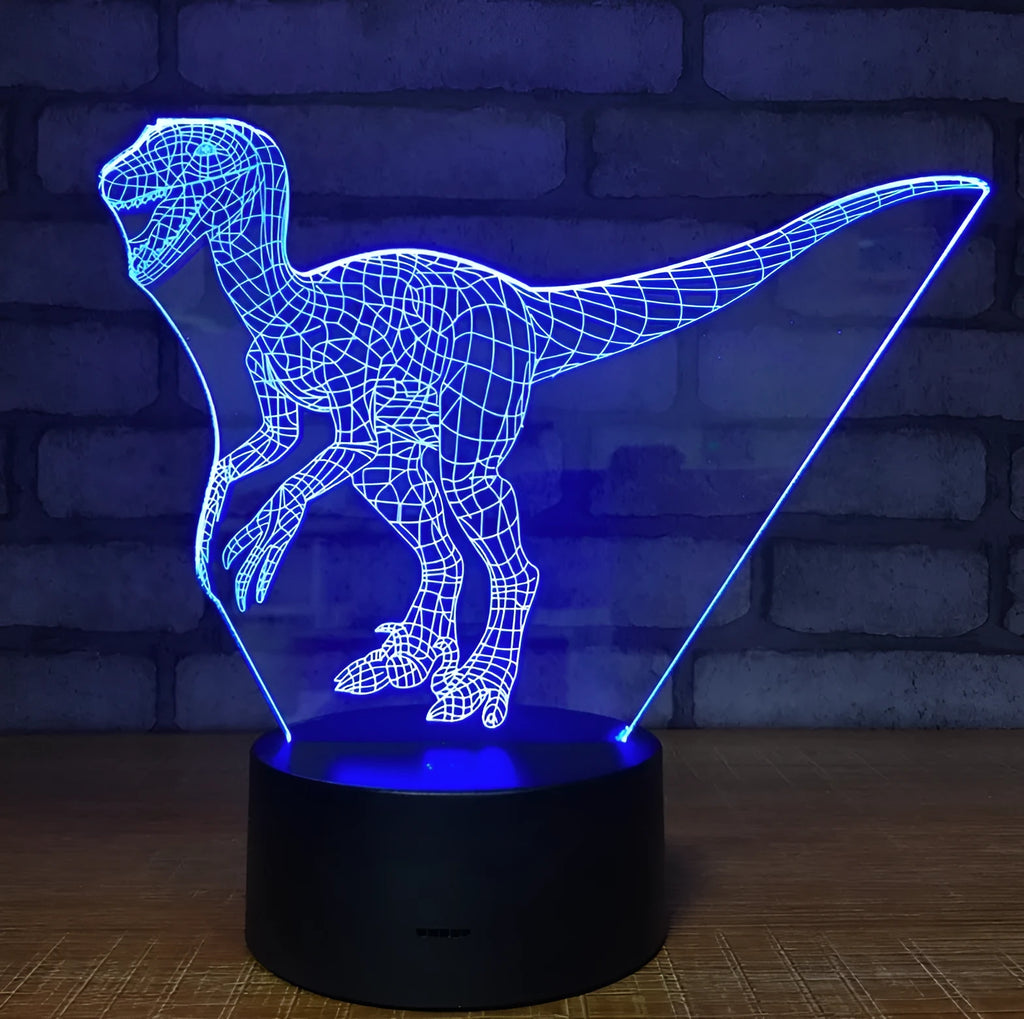 Cartoon 3D night light table lamp with seven colour changing modes, remote control, and acrylic panel on ABS base