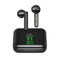 Wireless semi-in-ear headphones in black with charging case, 30mAh battery, 3-hour use