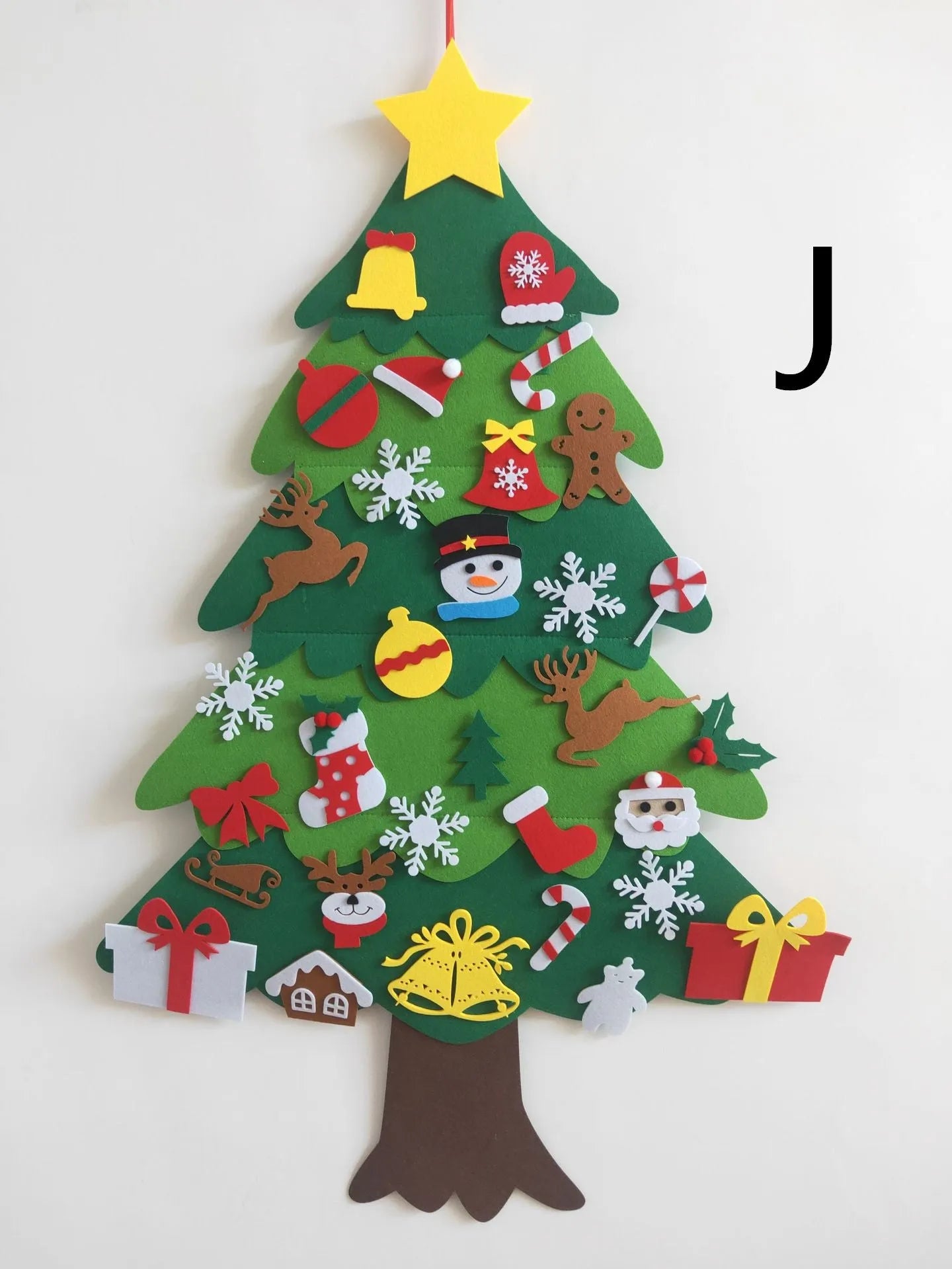 DIY felt Christmas tree multi-layer 3D design 98x70cm with 32 decorations snowflakes Santa reindeer