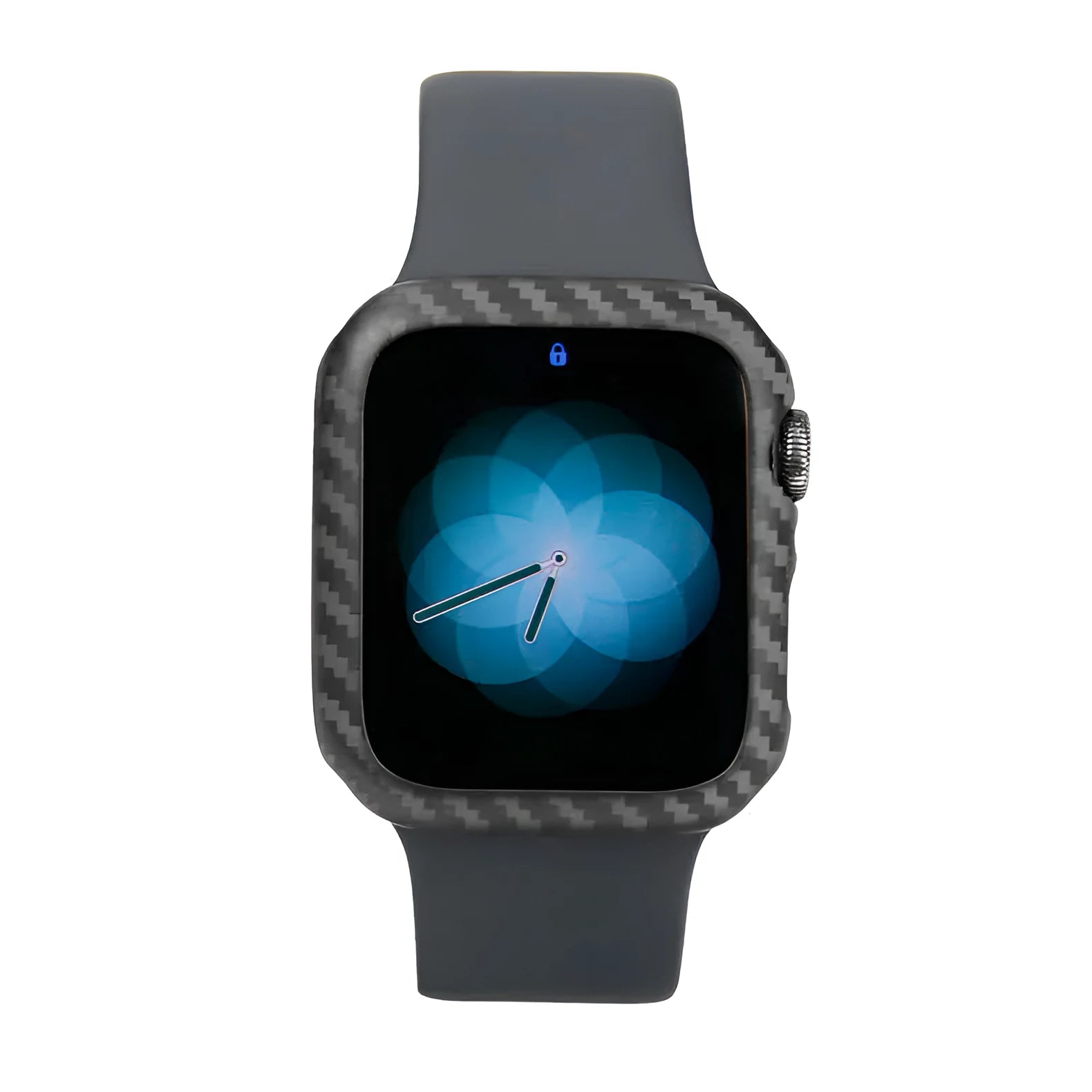 Ultra-thin carbon fibre and leather half wrap case for a 44mm Apple Watch Series 4.