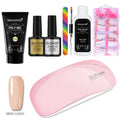 100-piece boxed nail crystal extension kit with mouse lamp and glue in assorted colours