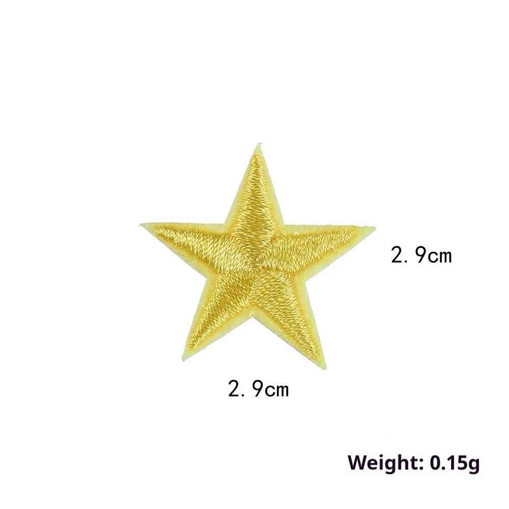 Colourful five-pointed star cloth embroidery labels for DIY clothing decoration.