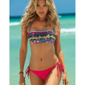 Ladies floral backless high-elasticity quick-drying swimsuit with chest pad in pink colour