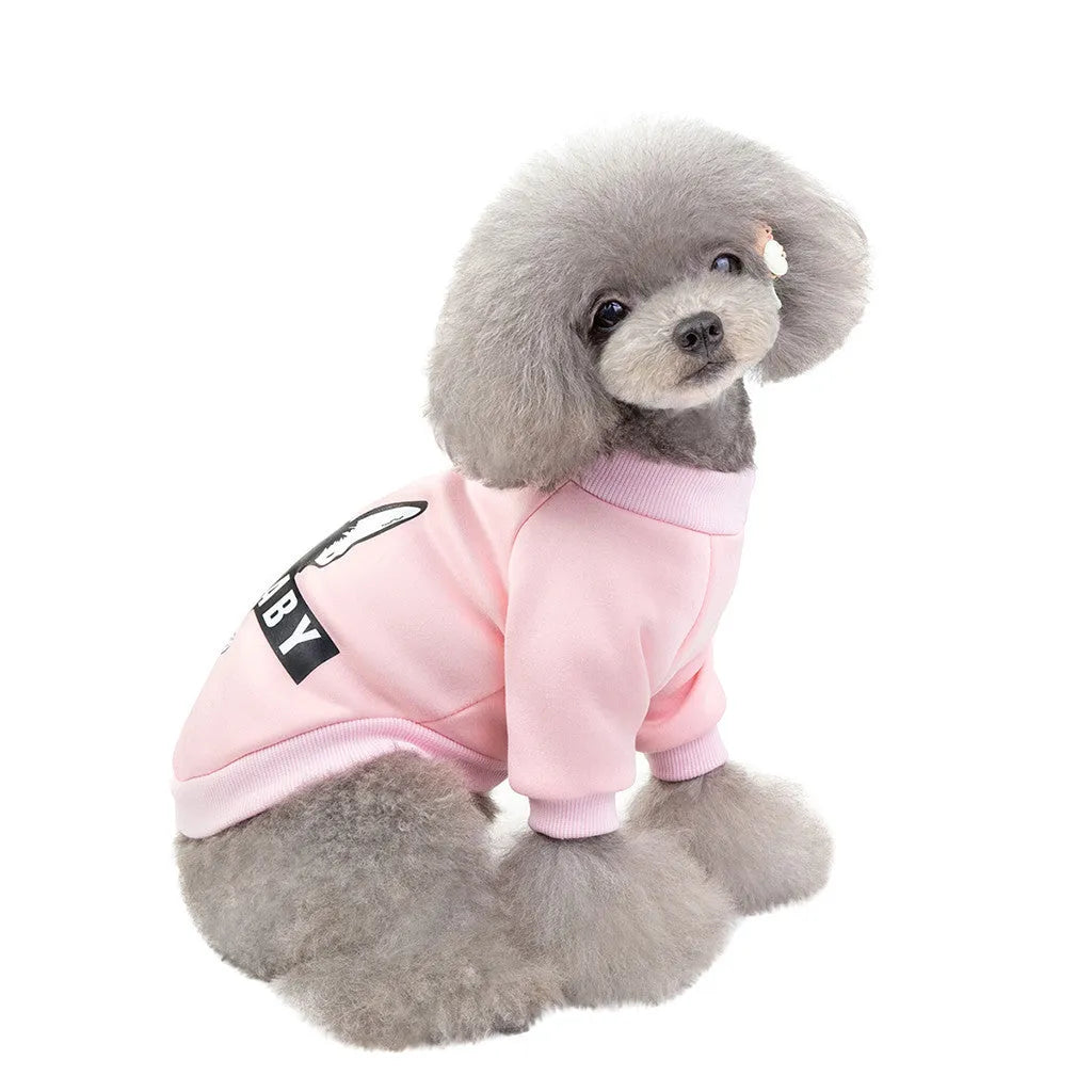 Pink cotton cartoon dog sweater for small to large dogs, size S-XXL