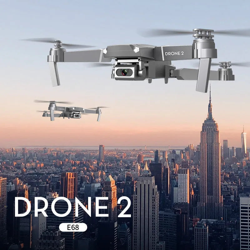 E68 folding quadcopter drone in red with built-in camera