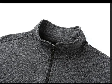 Men's casual athletic jacket with stand-up collar, zipper front, chemical fibre blend, black colour option