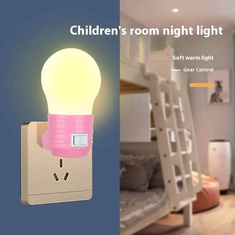 White round plug-in bedside baby night feeding lamp with compact dimensions