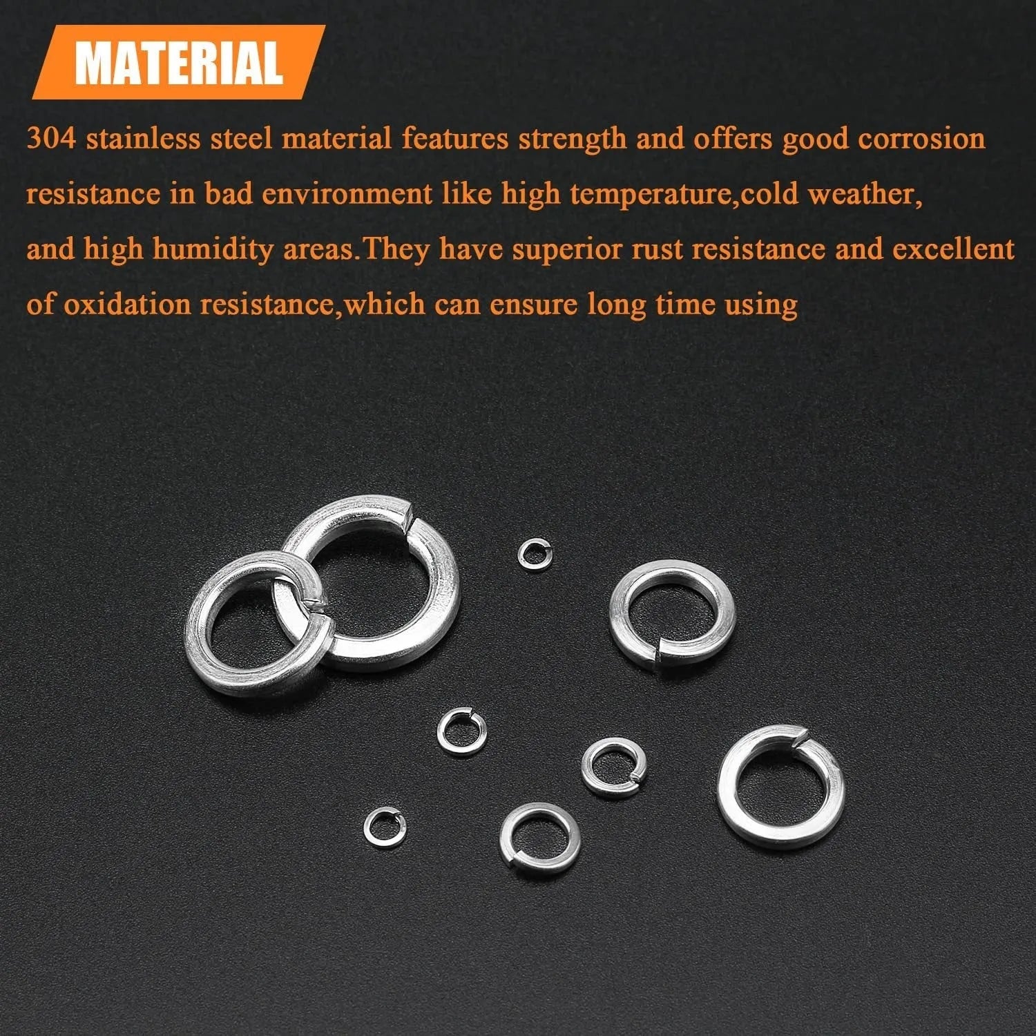 304 stainless steel spring lock washer combination box with 900 pieces in organised storage case