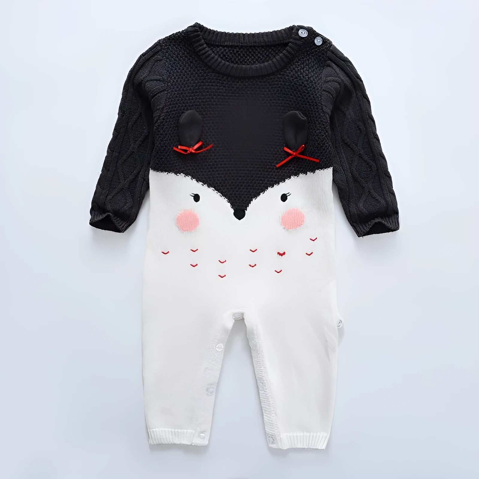 Baby knitted sweater jumpsuit in 95% cotton, long sleeves, concealed buttons, neutral beige colour, size 73cm