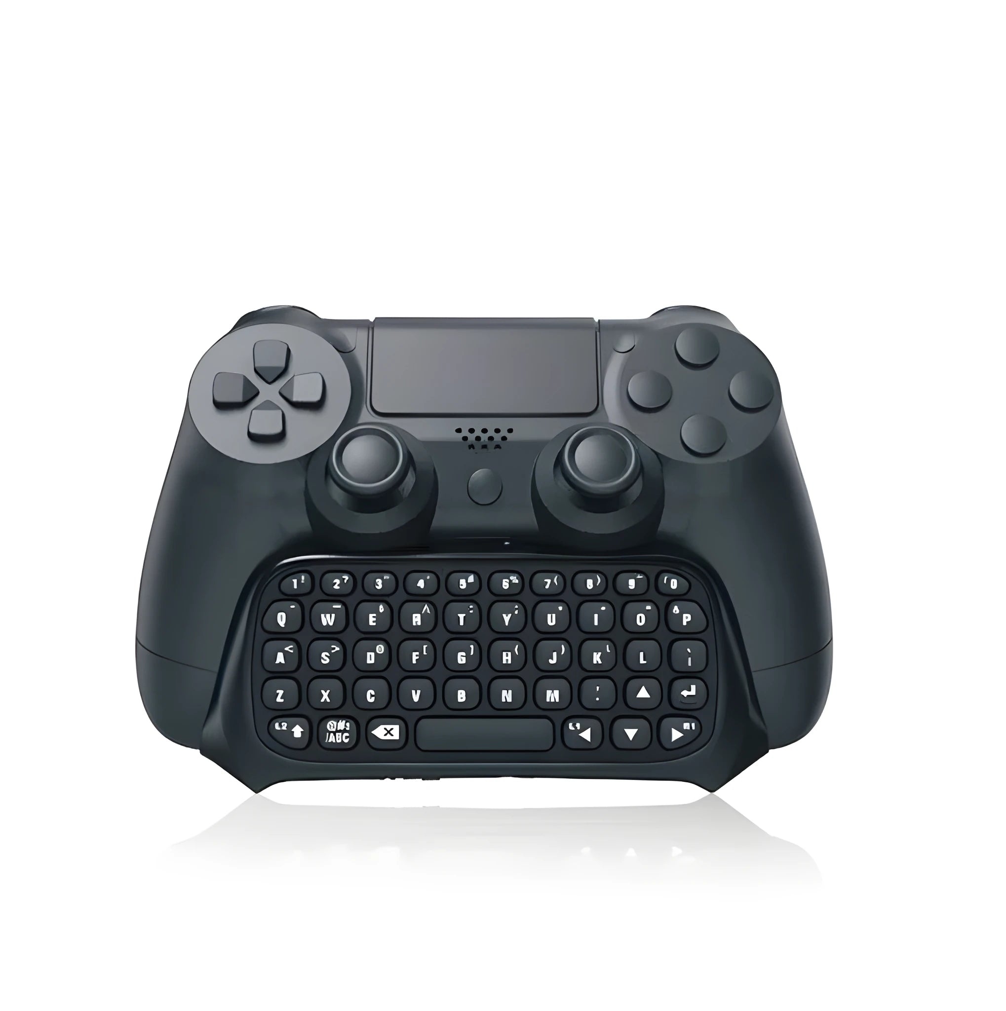 Black Bluetooth gamepad keyboard for PS4 voice chat input, 17.2 cm wide, on black background