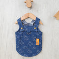 Denim princess dress for small dogs with bracket skirt styling in blue