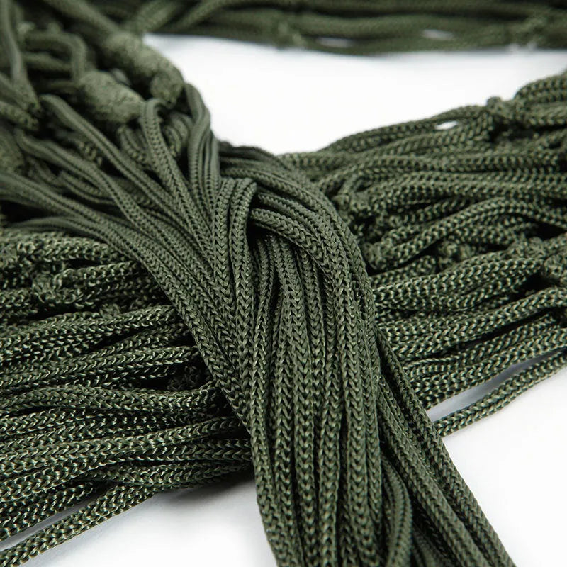 Outdoor Supplies 9-strand nylon rope hammock in red colour, portable design for camping or garden use