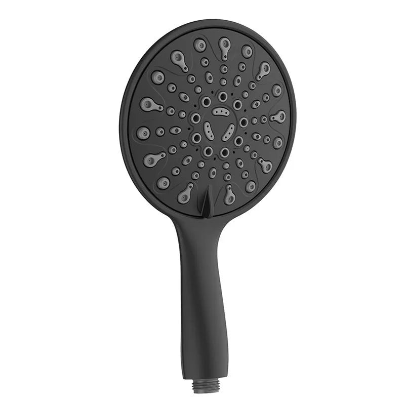 Six-inch handheld shower head with electroplated finish and multi-function spray selector.