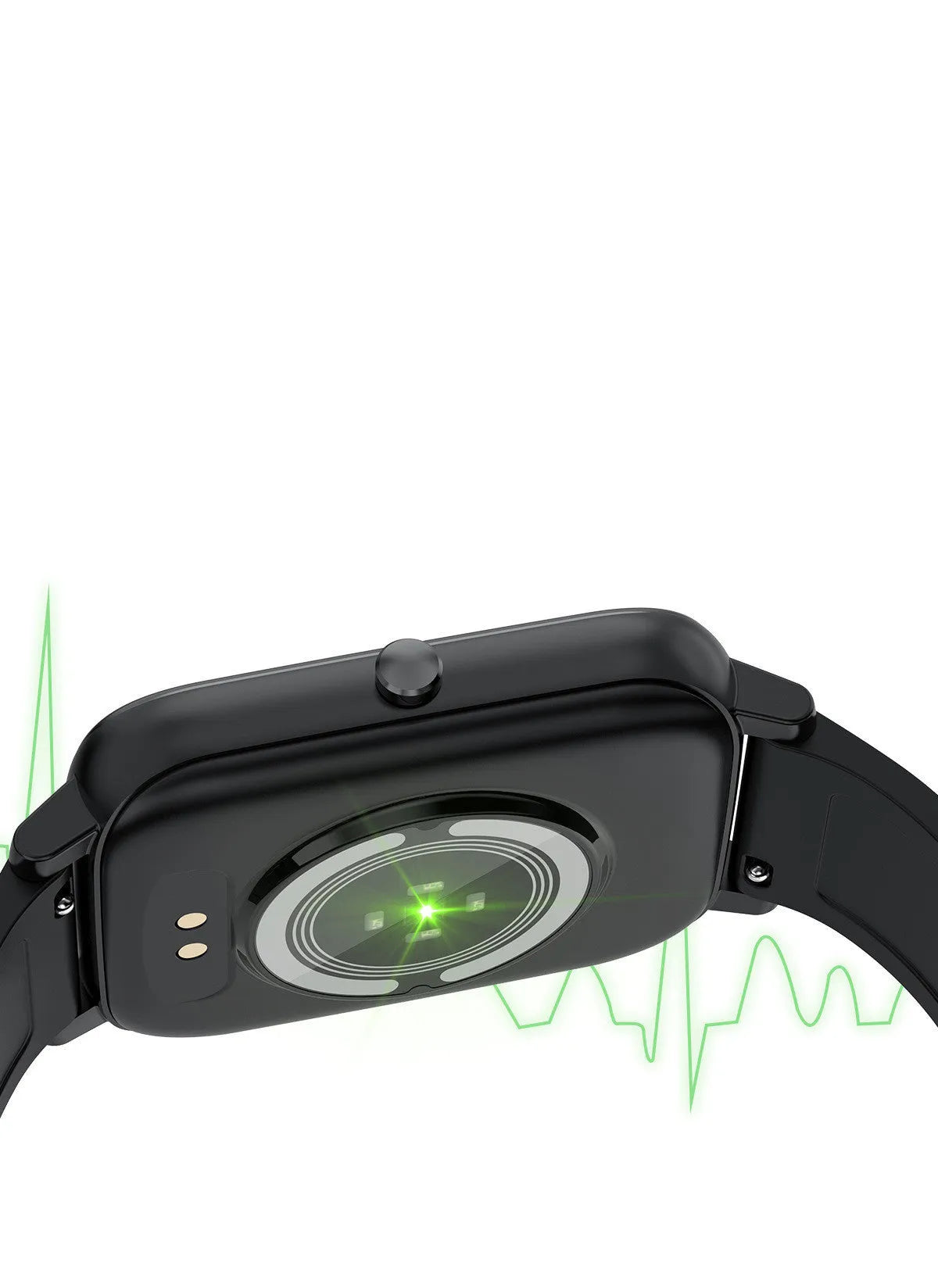 H80 black sports smart watch with silicone strap showing heart rate graph on touch screen