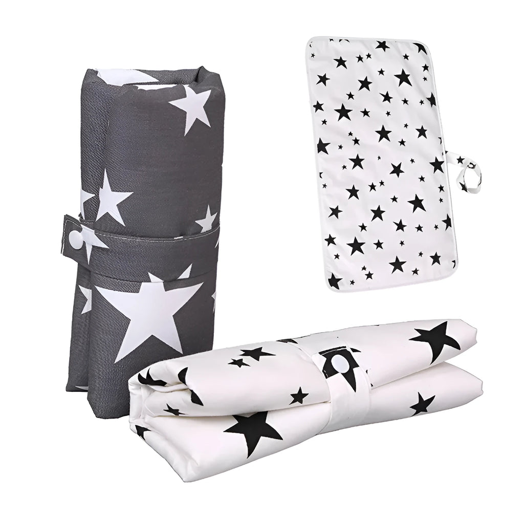 Baby cotton portable diaper changing pad in flat view, 35x60cm, waterproof and urine-proof with foldable button