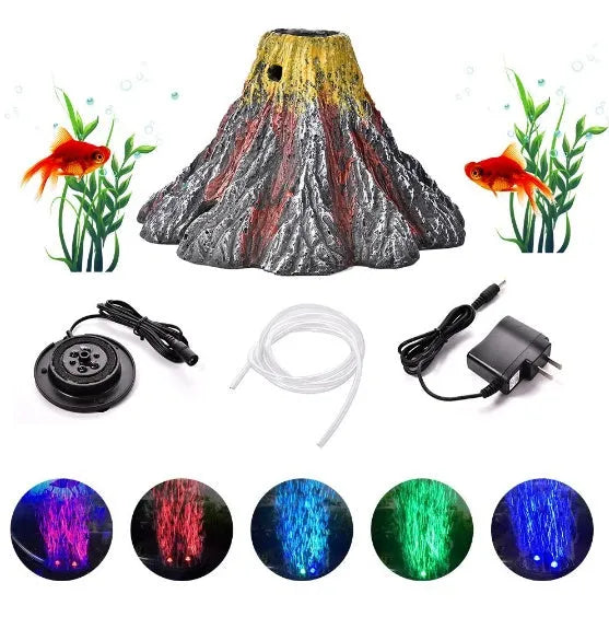 Fish tank creative ornament volcano package - resin stone cave for aquarium hiding and breeding, textured finish