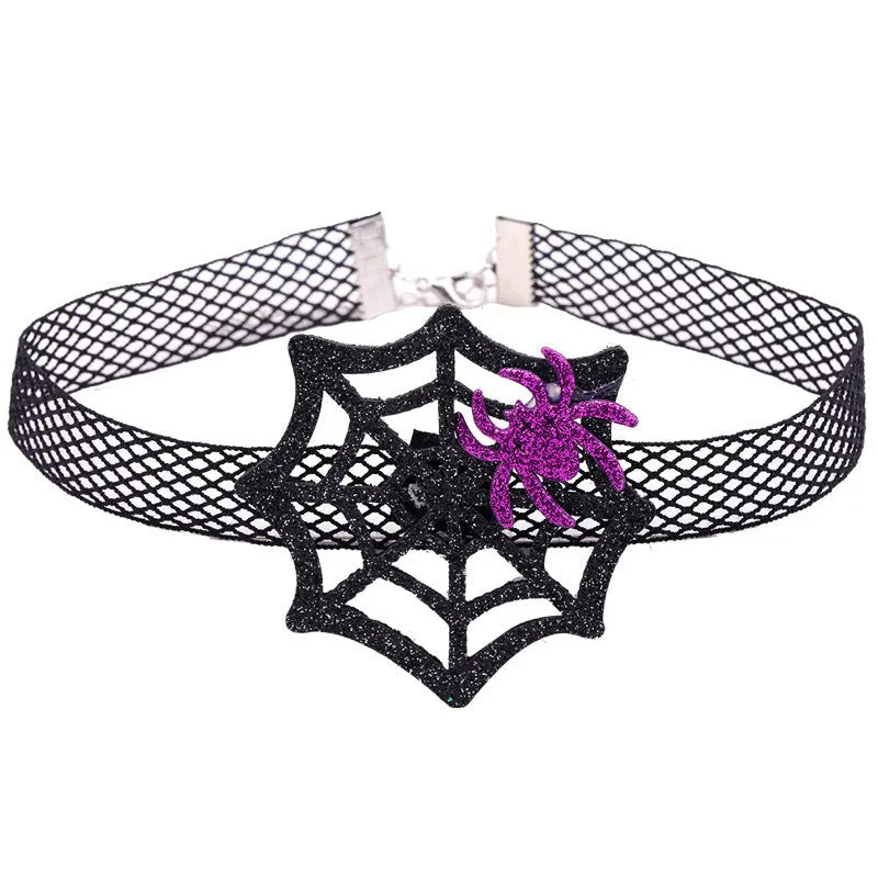 Red Diamond Bat Halloween collar with geometric bat shape and cloth chain choker style