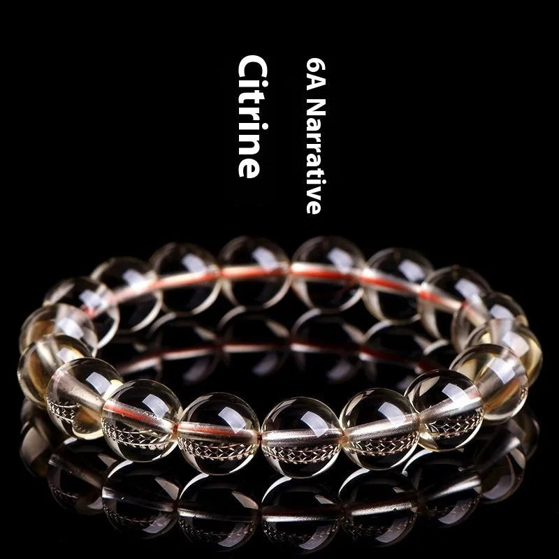 Natural citrine scattered beads ball bracelet showing 6A and 7A grade options with multiple size models