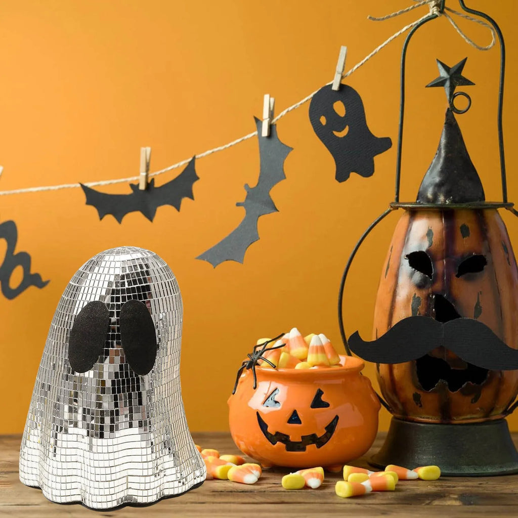 Silver Halloween ghost mosaic mirror patch decoration for desktop display