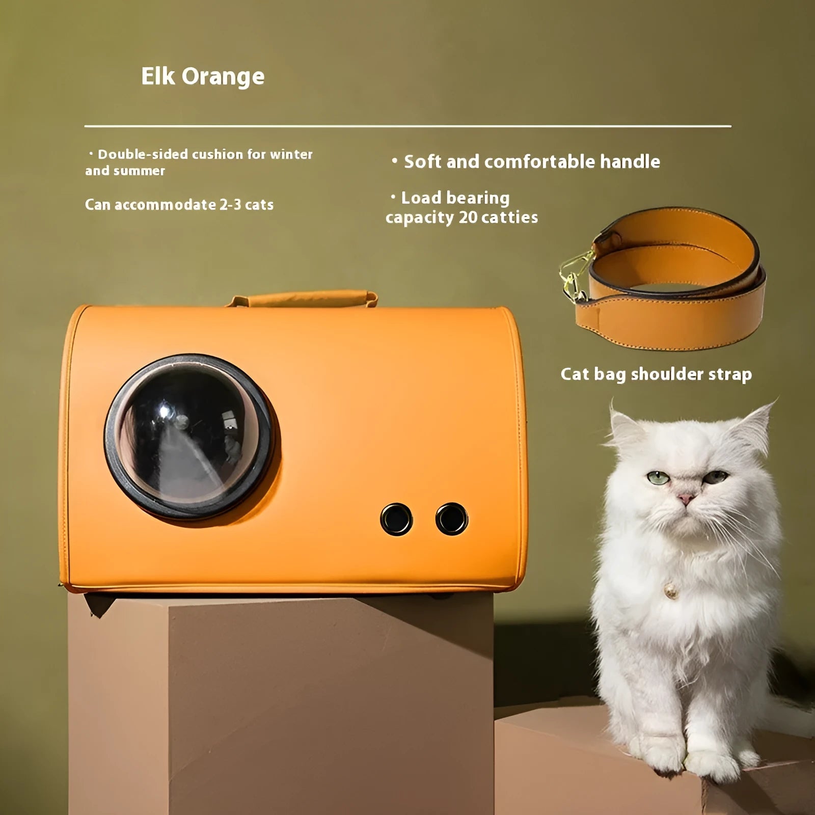 Outdoor pet carrier bag for cats and small dogs with shoulder strap in Elk Orange colour
