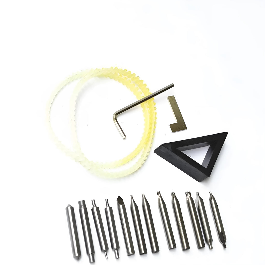 Vertical key machine accessories 17 piece full set with drill guide pin and sink milling cutter