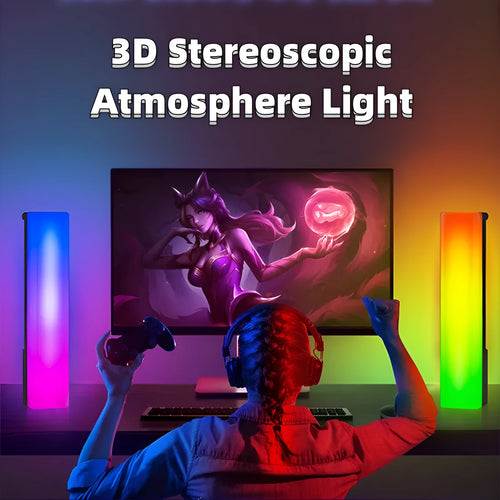 3D RGB table top ambiance lamp with voice-activated rhythm lighting in white or black shell