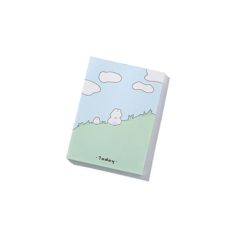 Cartoon heart design sticky notes set showing six styles including Echo Notes and Rabbit Weekly Notes
