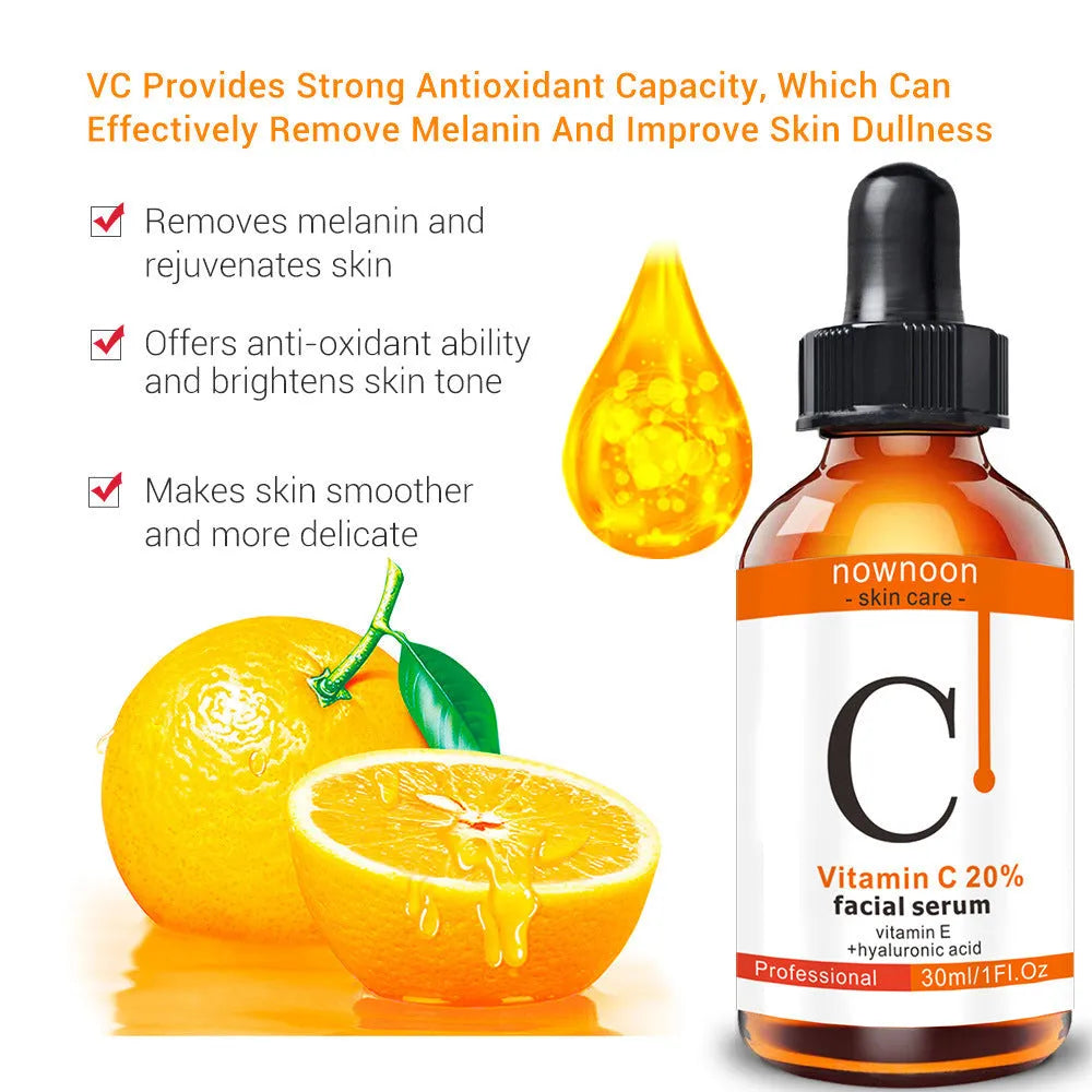 Vitamin C Facial Serum 30ml bottle with snow lotus extract for hydration, picture colour