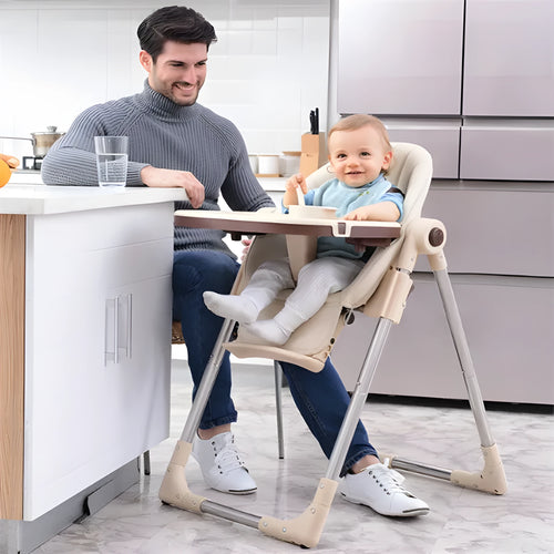 Baby chair with grow-up design, stable anti-fall structure, and waterproof plate in dream powder colour