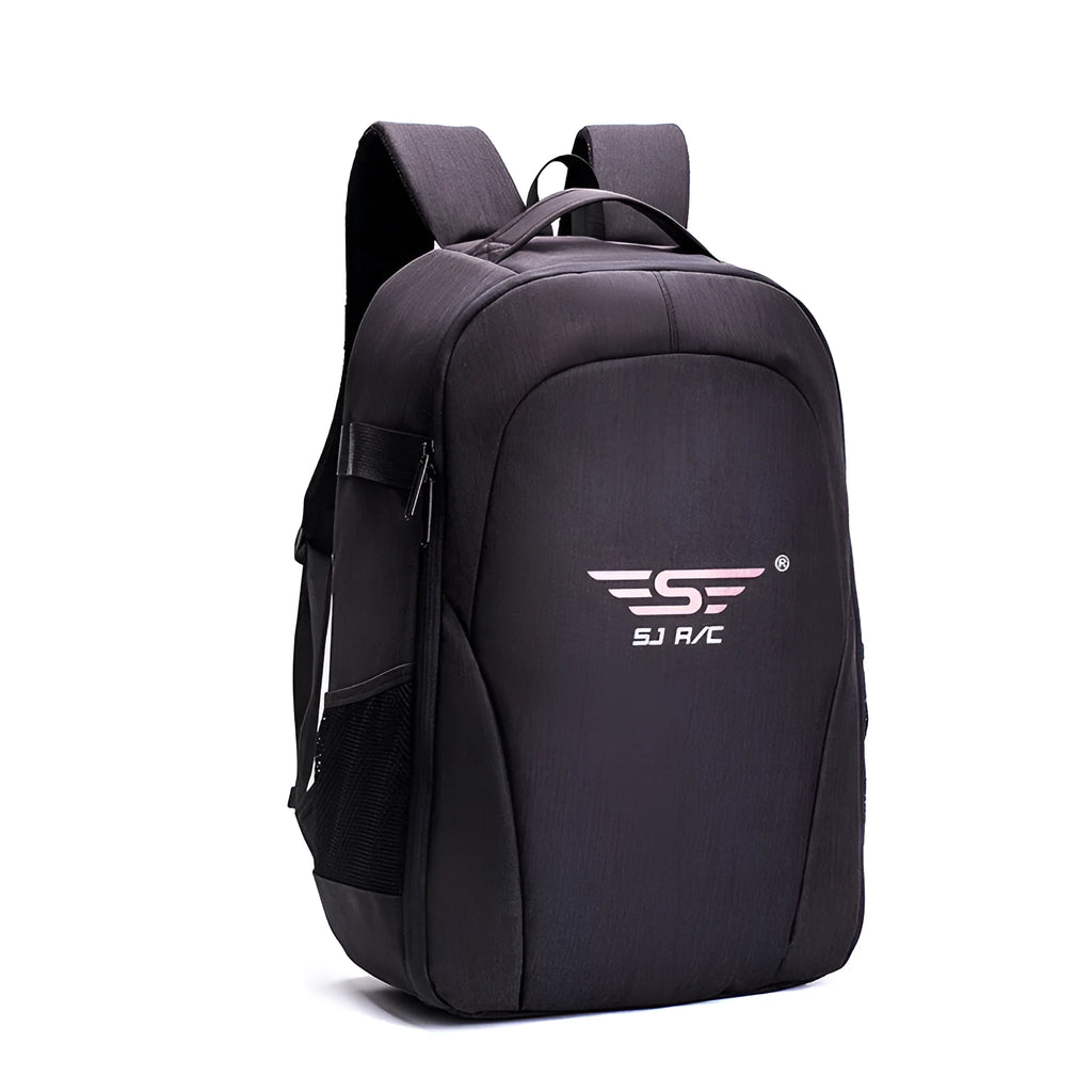 Black waterproof Oxford cloth drone backpack with multiple internal pockets for cameras and equipment.