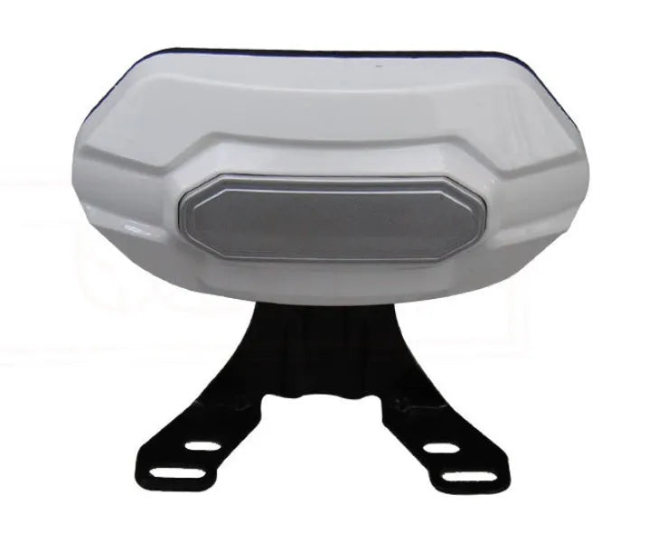 Scooter backrest with metal and ABS bracket and leather padding in black