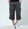 Men's cotton cropped leisure pants with elastic waist, available in multiple colours and sizes