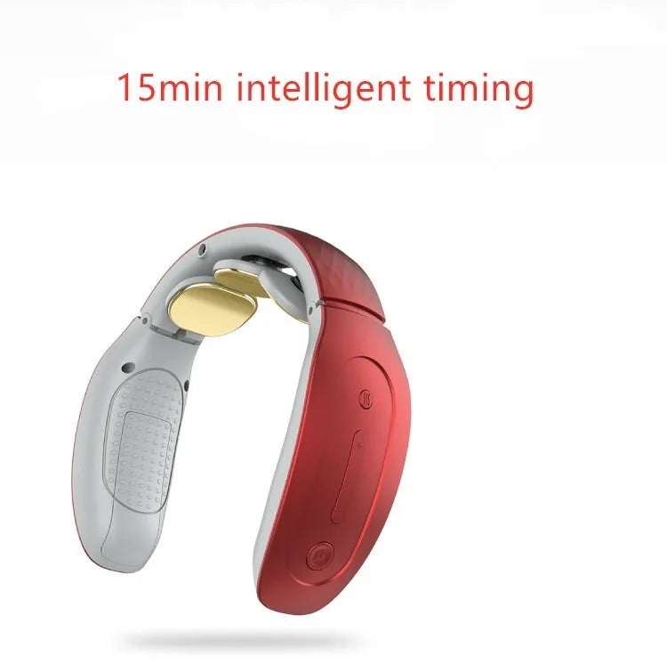 Red and white intelligent cervical massager with battery power and three contact points