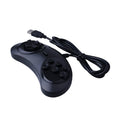 Black Sega-style USB game controller for PC with a 1.8 metre cable.