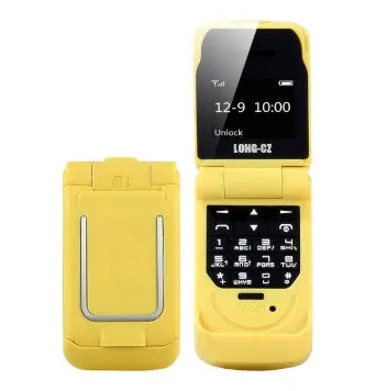 Mini flip phone in gold colour with screen less than 4.0 inches showing flip cover design