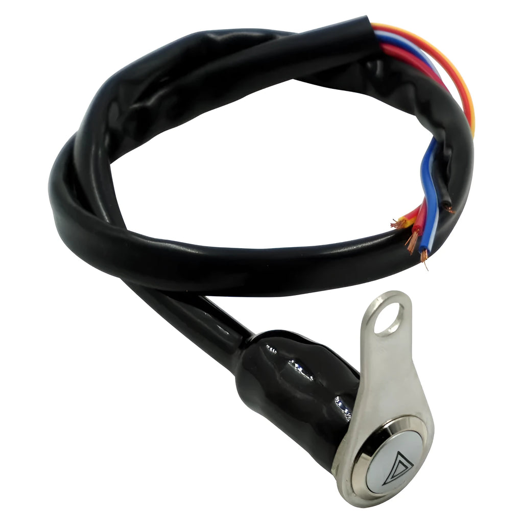 Black stainless steel motorcycle double flash switch with illuminated light ring and metal button