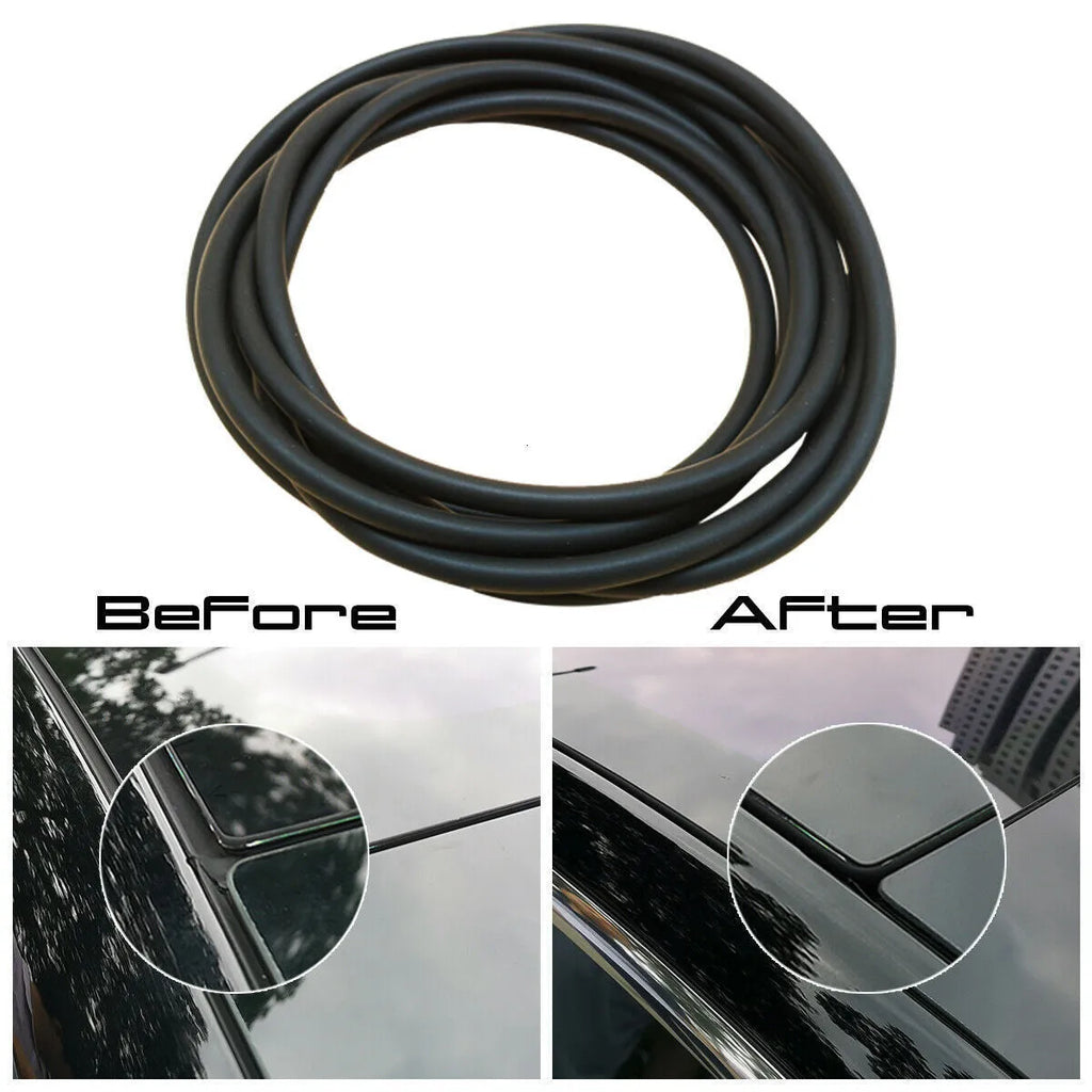 Black silicone Tesla Model 3 windshield roof sunroof seal rolled out, showing 285 cm length