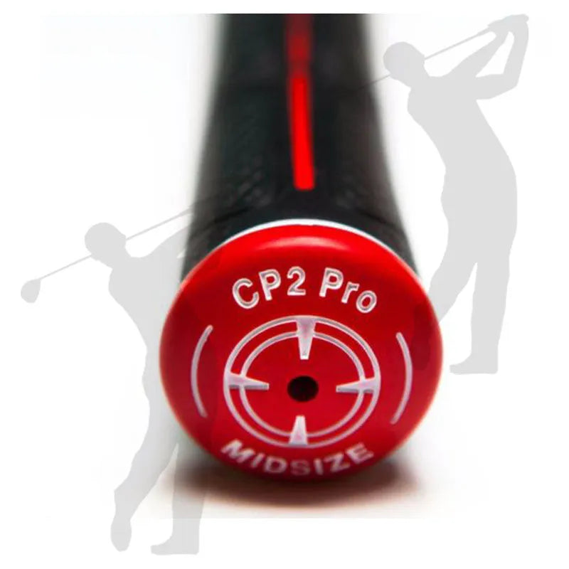 Blue midsize PU golf grip for irons and fairway woods with non-slip surface pattern
