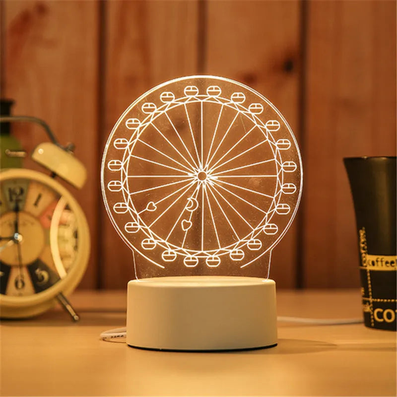 USB acrylic night light 4W touch control three colour temperatures bedside decoration 20x17.5cm
